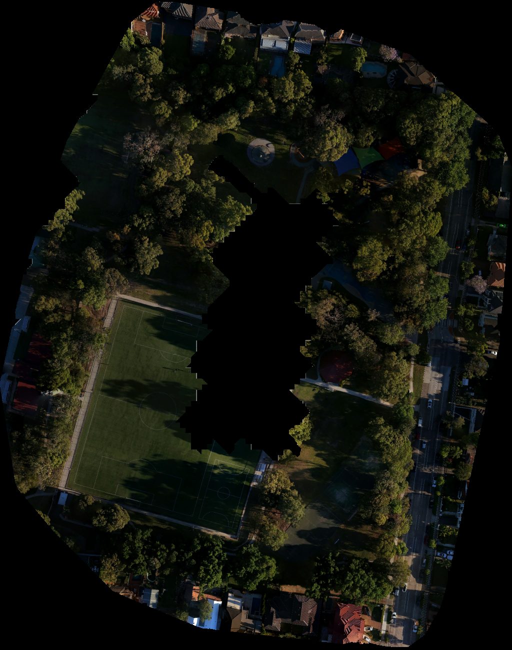 Drone map of Empoli Football Academy Park RedRoof Cafe in strathfield park Aerial drone map in Strathfield, Nsw, AU