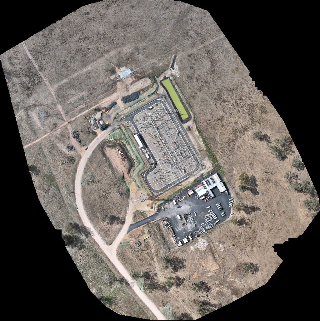 Drone map of Uungula windfarm connection switching station Wind Farm in wind farm Aerial drone map in Wuuluman, Nsw, AU