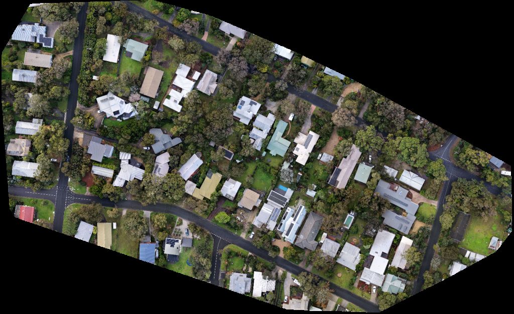 Drone map of Breezes Beach House PET Friendly in three bedroom Aerial drone map in Inverloch, Vic, AU