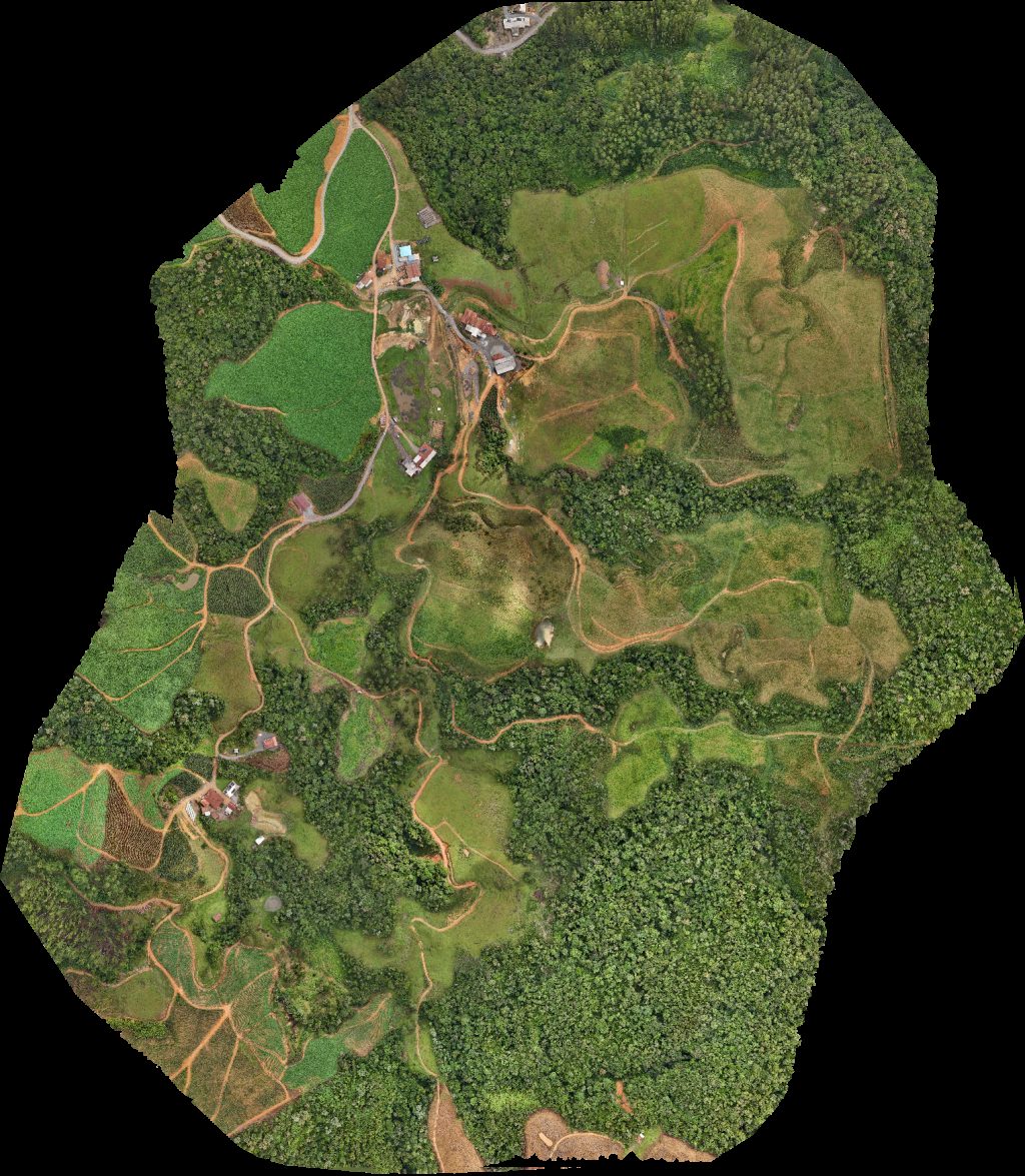 Drone map of Sitio EBENESER Bar da Dna Ida in pôr do sol Aerial drone map in Leoberto Leal, Sc, BR