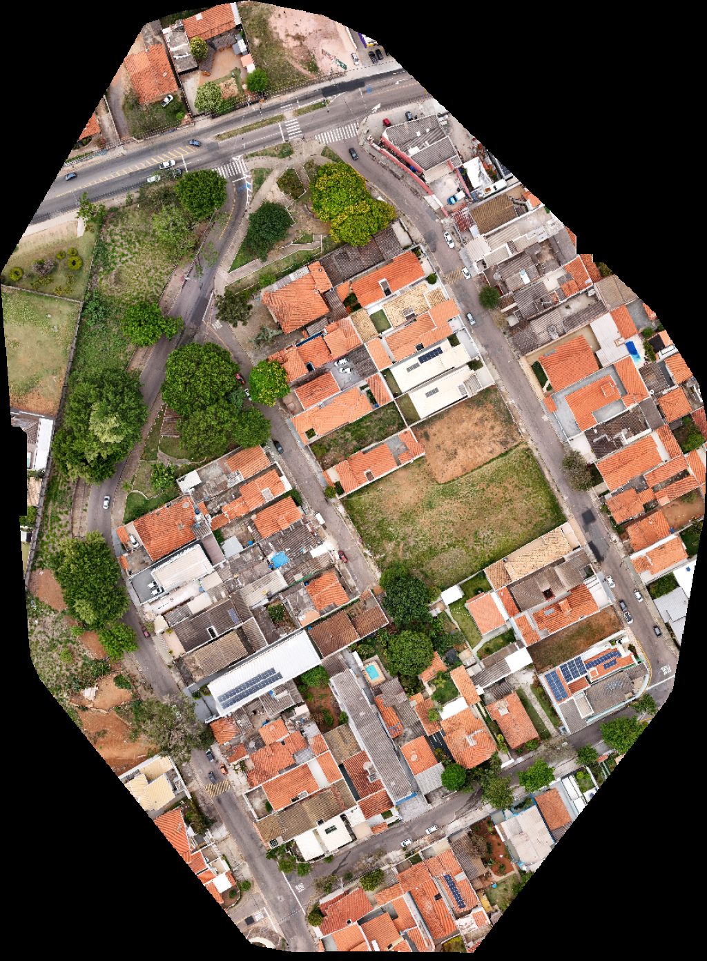 Drone map of Tânia Sodré Cabeleireira Praça Irineu Molinari in Jardim Dona Donata Aerial drone map in Jundiaí, Sp, BR