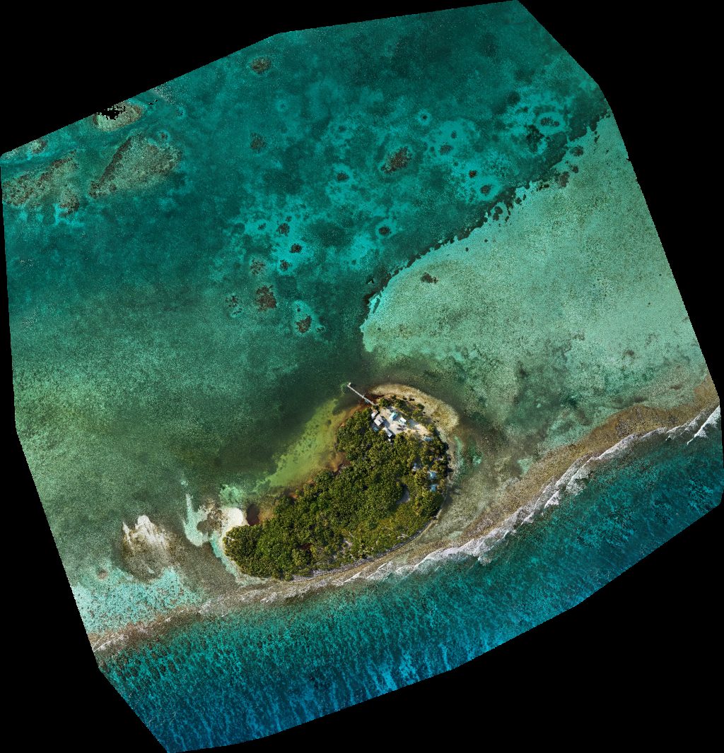 Drone map of Middle Caye Research Station Glover s in south water caye Aerial drone map in Glovers Reef, Region, BZ