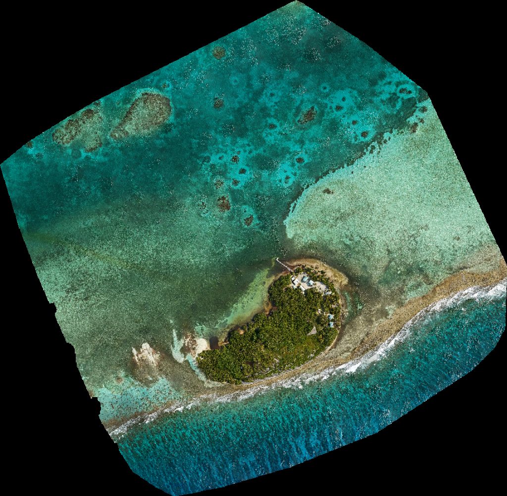 Drone map of Glover s Reef Research Station Middle Caye in south water caye Aerial drone map in , Region, BZ