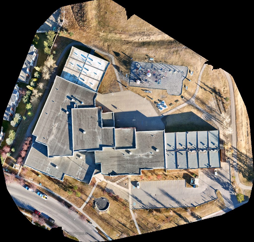 Drone map of Summit Kids SJA St Joan of Arc School in West Springs Aerial drone map in Calgary, Ab, CA