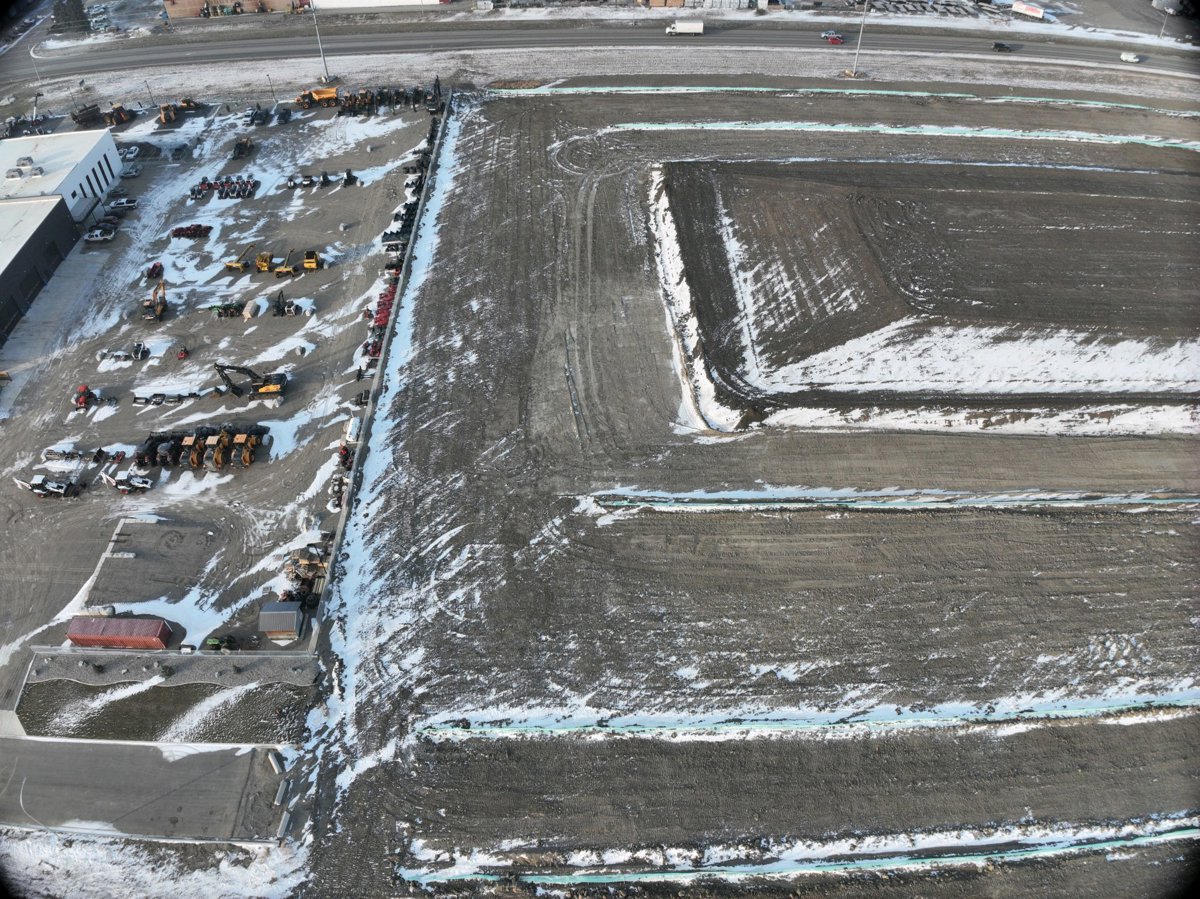 Drone 3d model of Peterbilt Chinook Equipment in Churchill Industrial Park Aerial drone 3d model in Lethbridge, Ab, CA