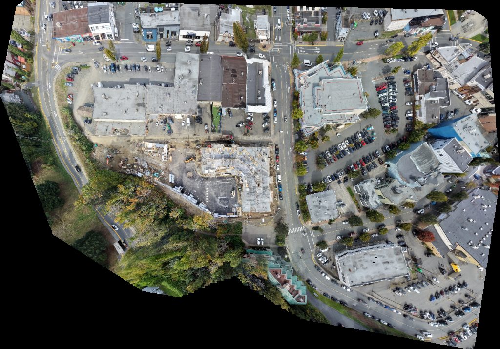 Drone map of Cedar Ridge Apartments Broadstreet Properties Ltd Sweetpeas Childcare Aerial drone map in Campbell River, Bc, CA