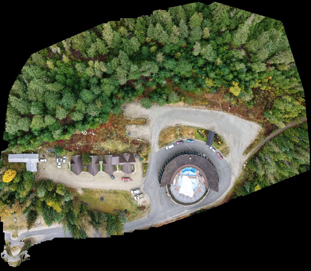 Drone map of FLO Charging Station Hot Springs in nakusp hot springs Aerial drone map in Nakusp, Bc, CA