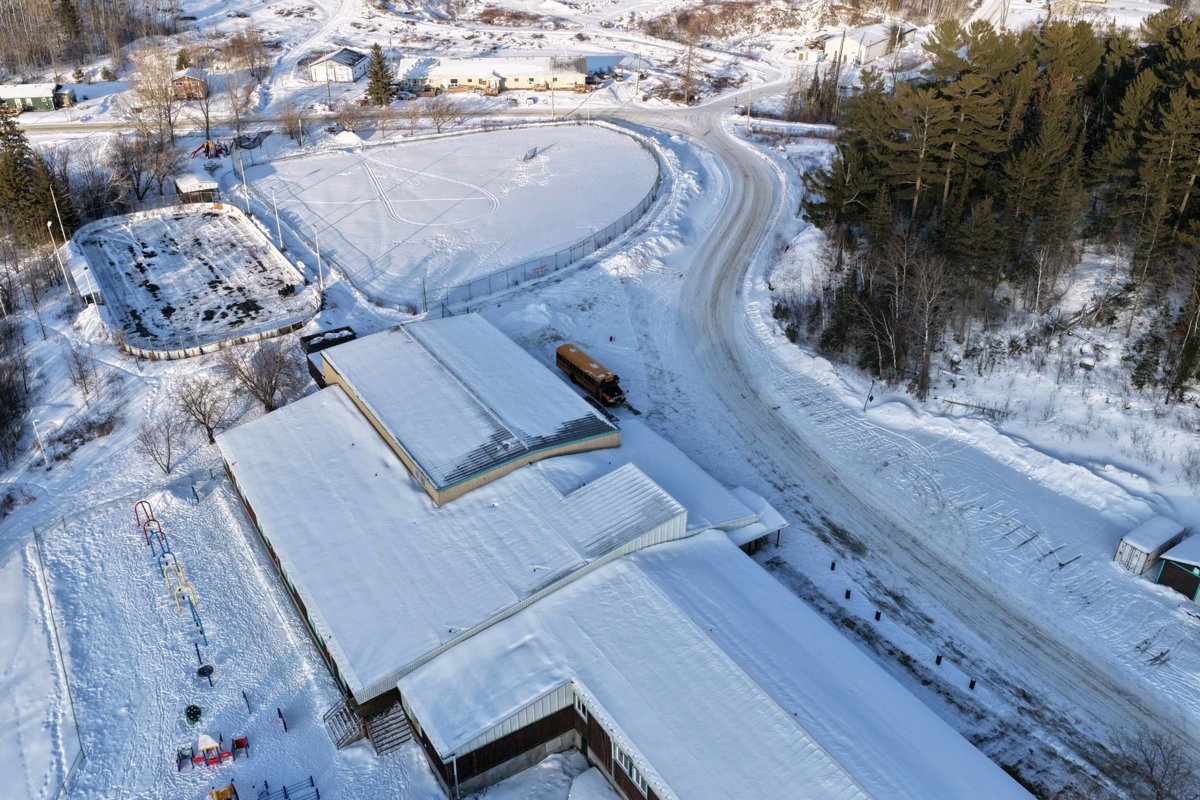 Drone 3d model of Mikinaak Onigaming School Ojibways of Reserve in ojibways of onigaming Aerial drone 3d model in Nestor Falls, On, CA