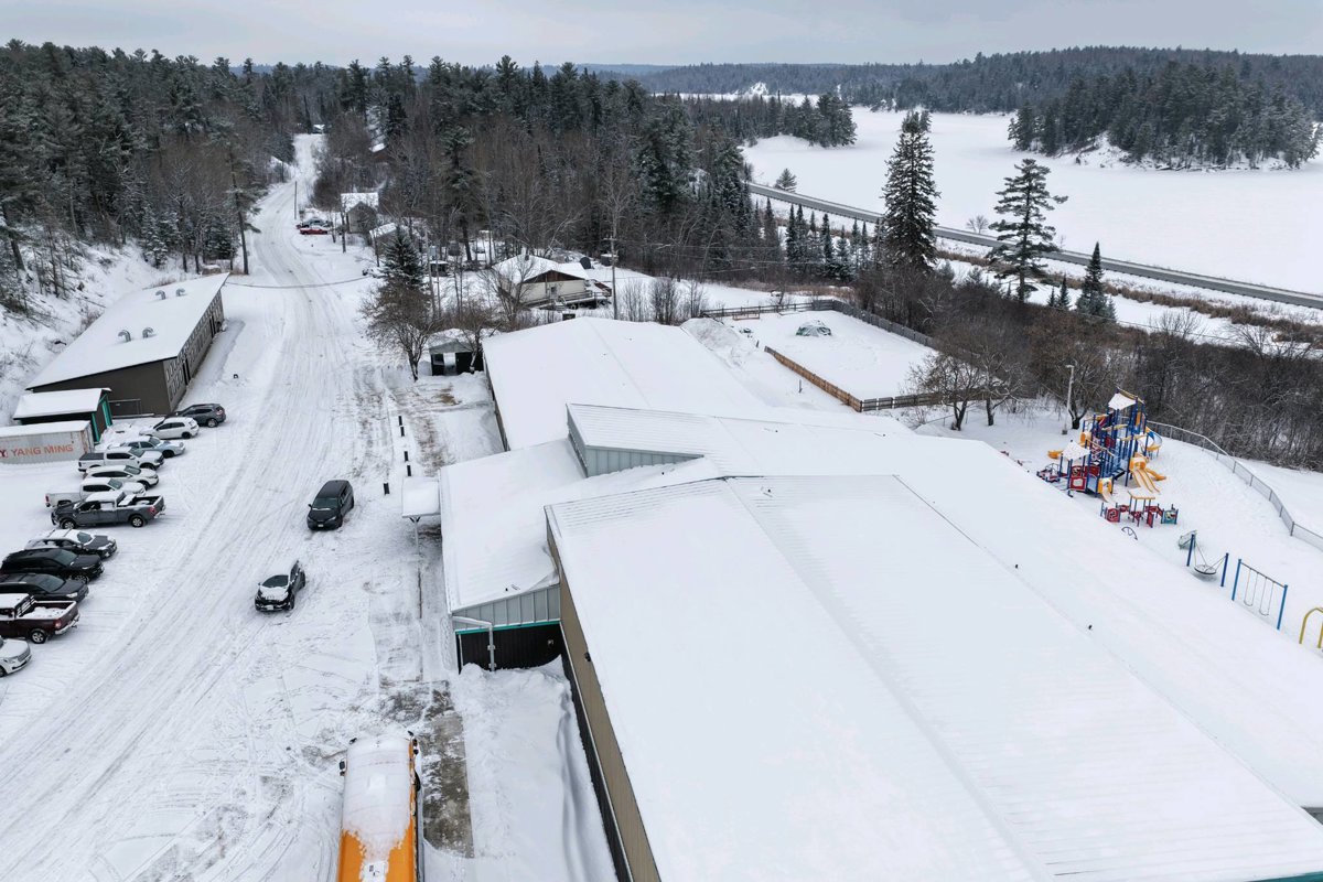 Drone 3d model of Mikinaak Onigaming School Ojibways of Reserve in ojibways of onigaming Aerial drone 3d model in Nestor Falls, On, CA