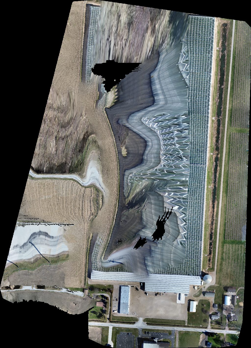 Drone map of New Reinland Mennonite Church Bluesky Hydroponics Aerial drone map in Wheatley, On, CA