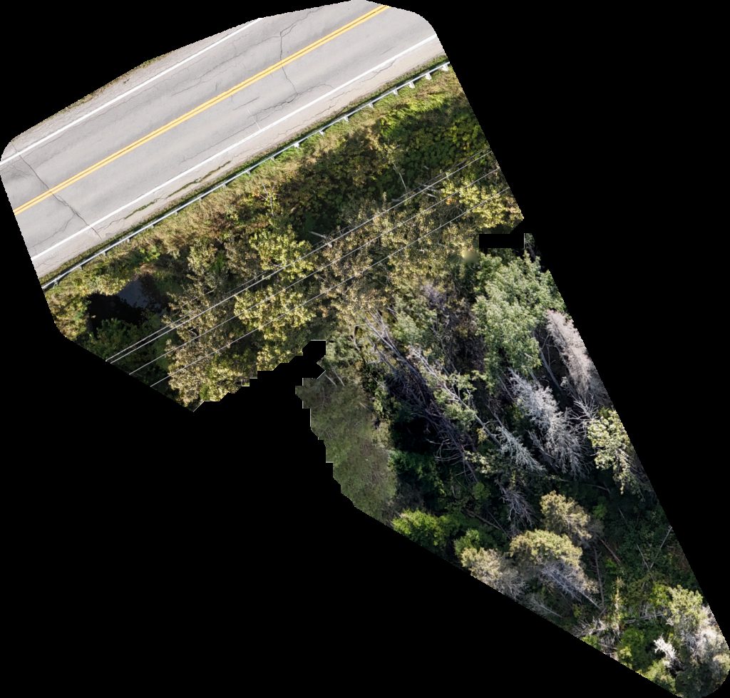 Drone map of Cottages Park De Jardins en Saisons in cottages park Aerial drone map in Gaspé, Qc, CA