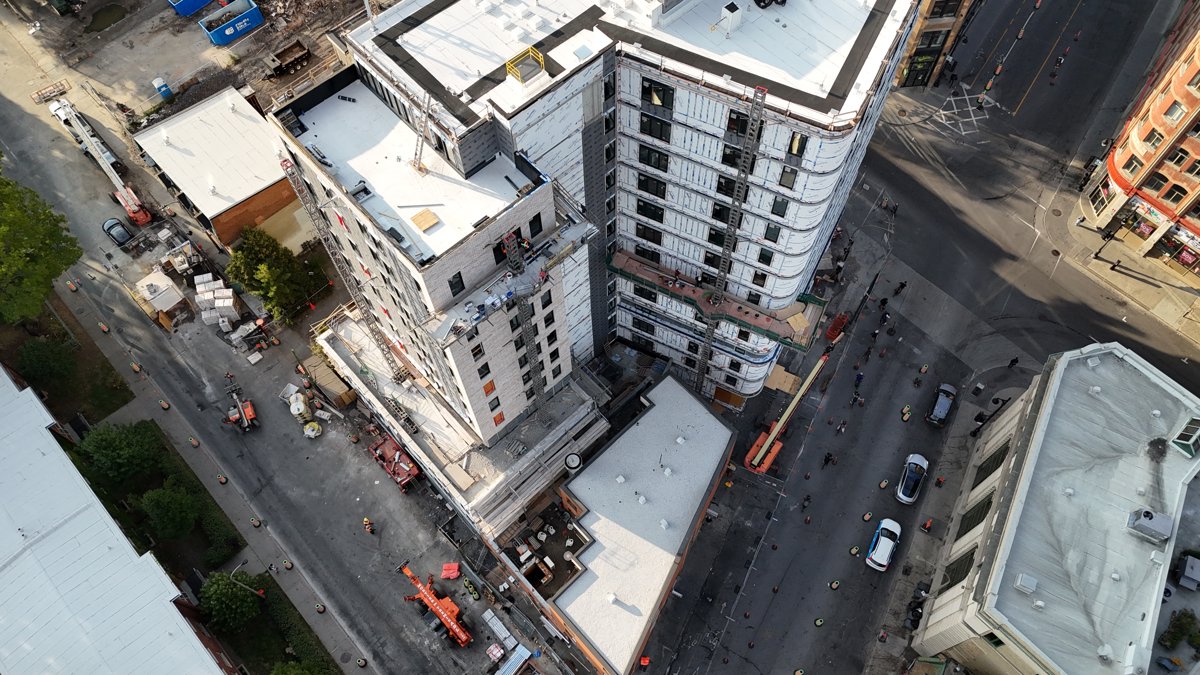Drone 3d model of Palais Ontario Saint Laurent in Ville-Marie Aerial drone 3d model in Montréal, Qc, CA