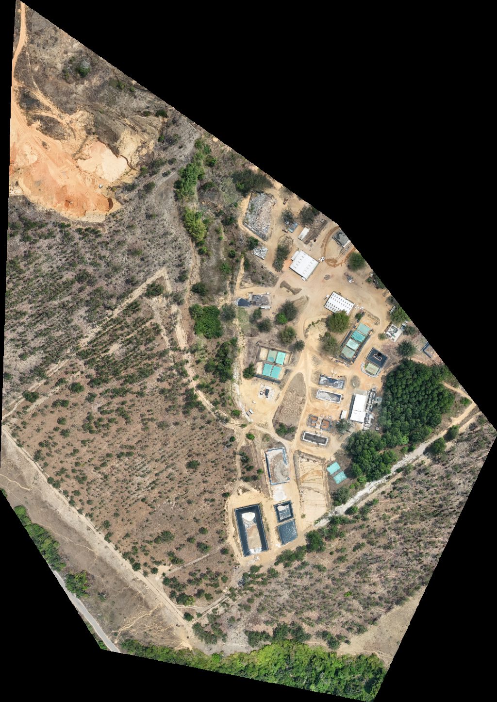 Drone map of Société loango environnement Avenue de la république in gambi village beach Aerial drone map in Pointe-Noire, Kouilou, CG