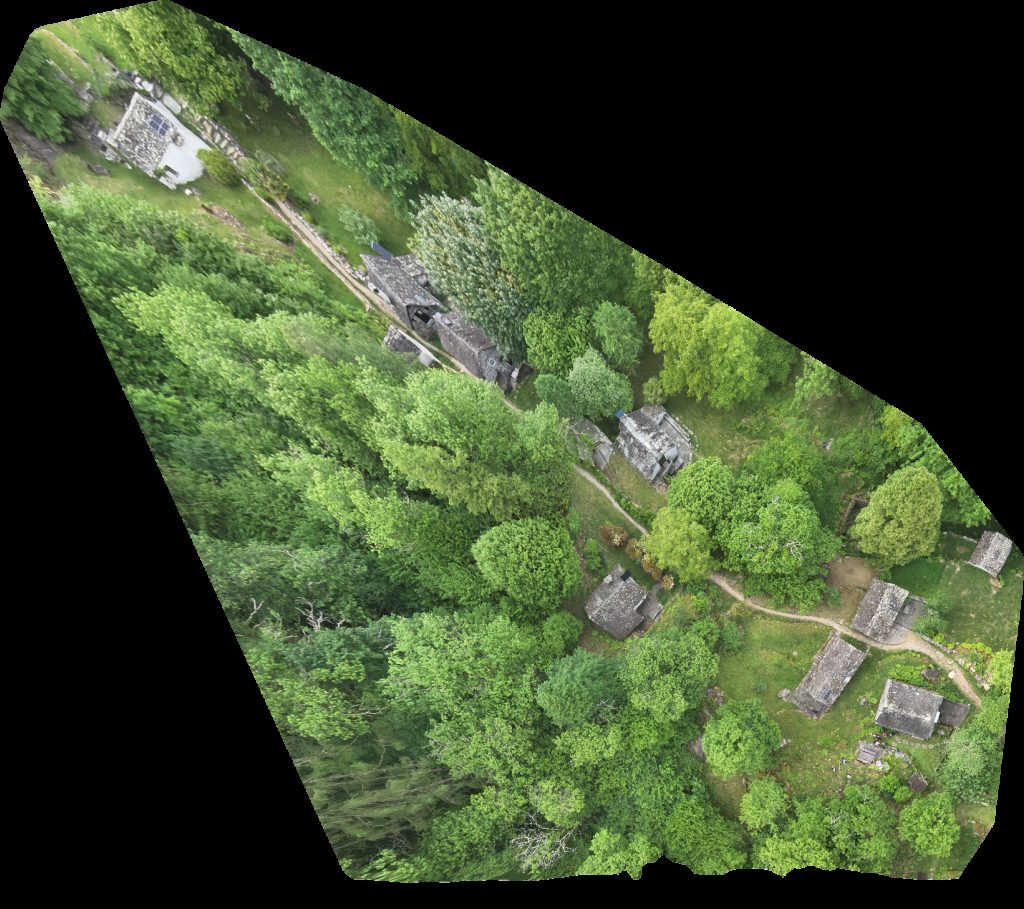 Drone map of Historische Siedlung by the River Two Bedroom House in cà dal bosc Aerial drone map in Maggia, Ti, CH