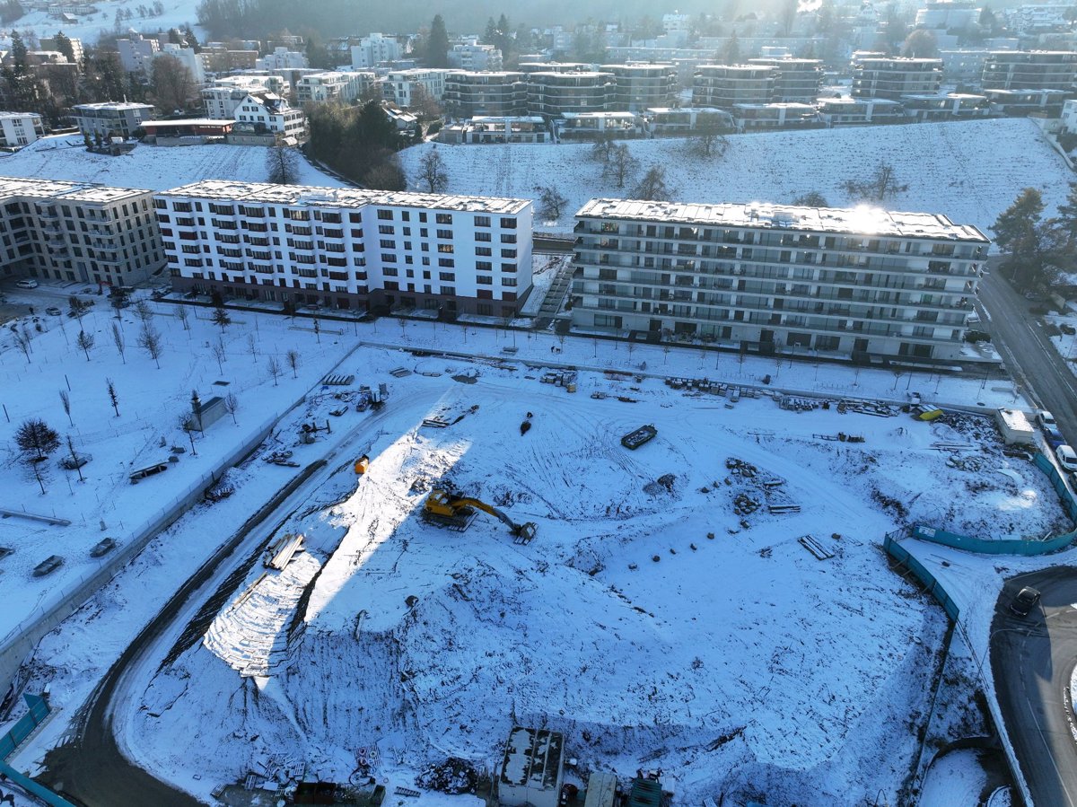 Drone 3d model of AuPark ICM AG in au zh Aerial drone 3d model in Wädenswil, Zh, CH