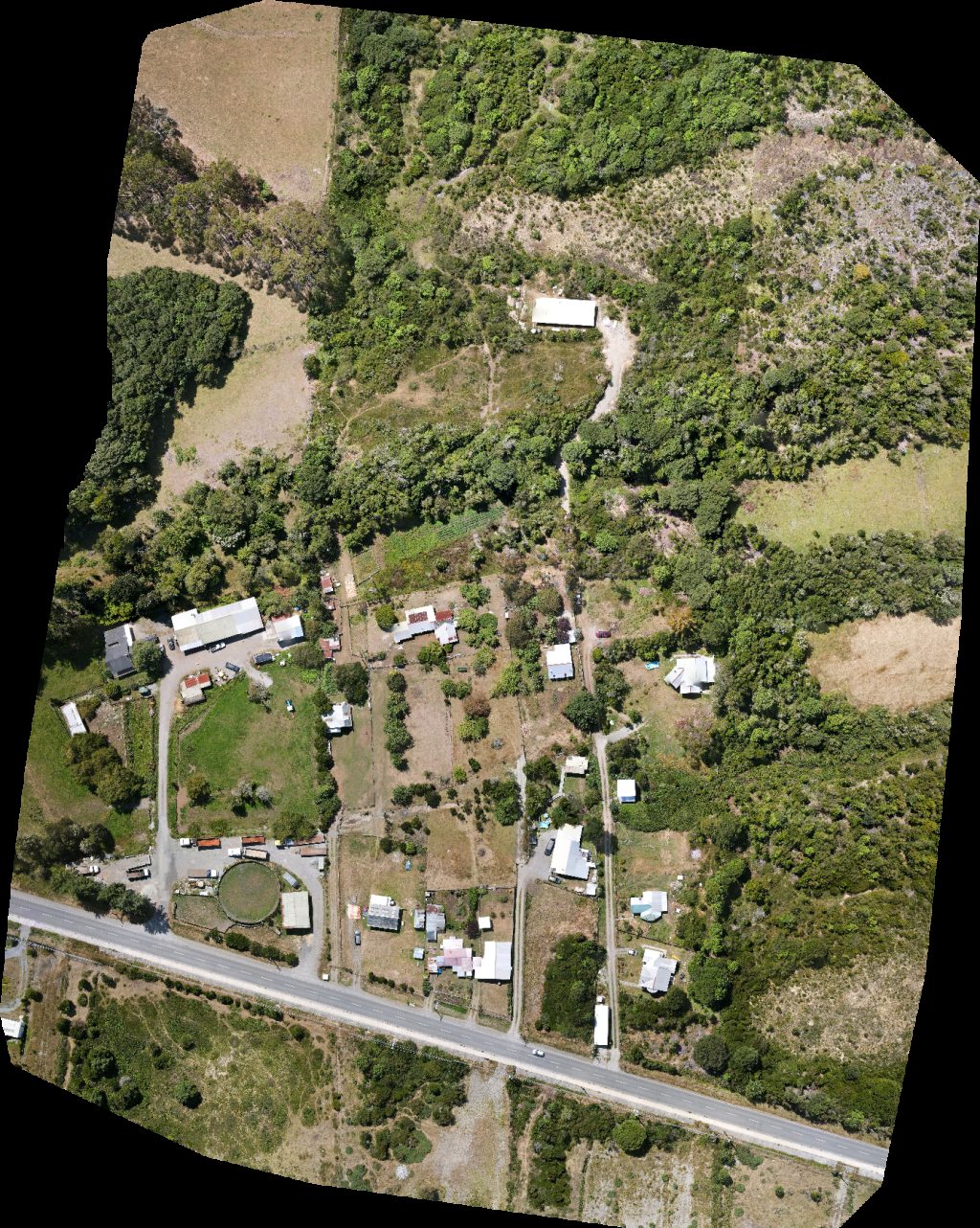 Drone map of Cabaña Erwin hospedaje in ruta del navegante Aerial drone map in Pargua, Los Lagos, CL