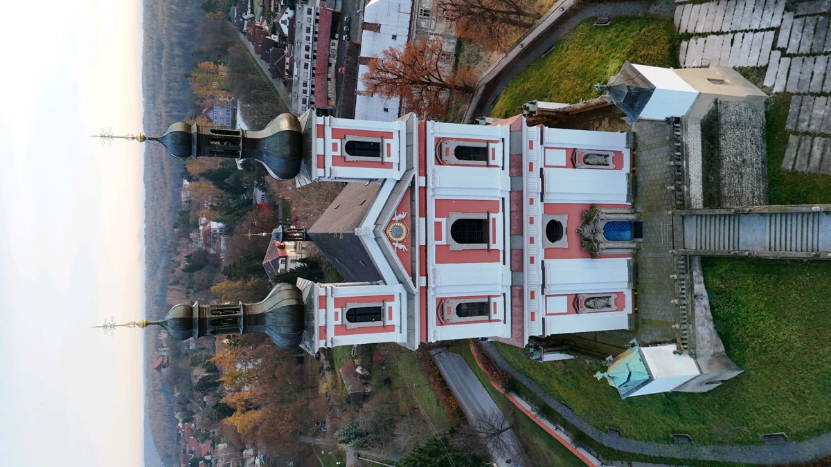 Drone 3d model of Restaurace lidový dům Poutní chrám Panny Marie Pomocné in sam ordinace pl Aerial drone 3d model in Chrudim, Pardubicky Kraj, CZ