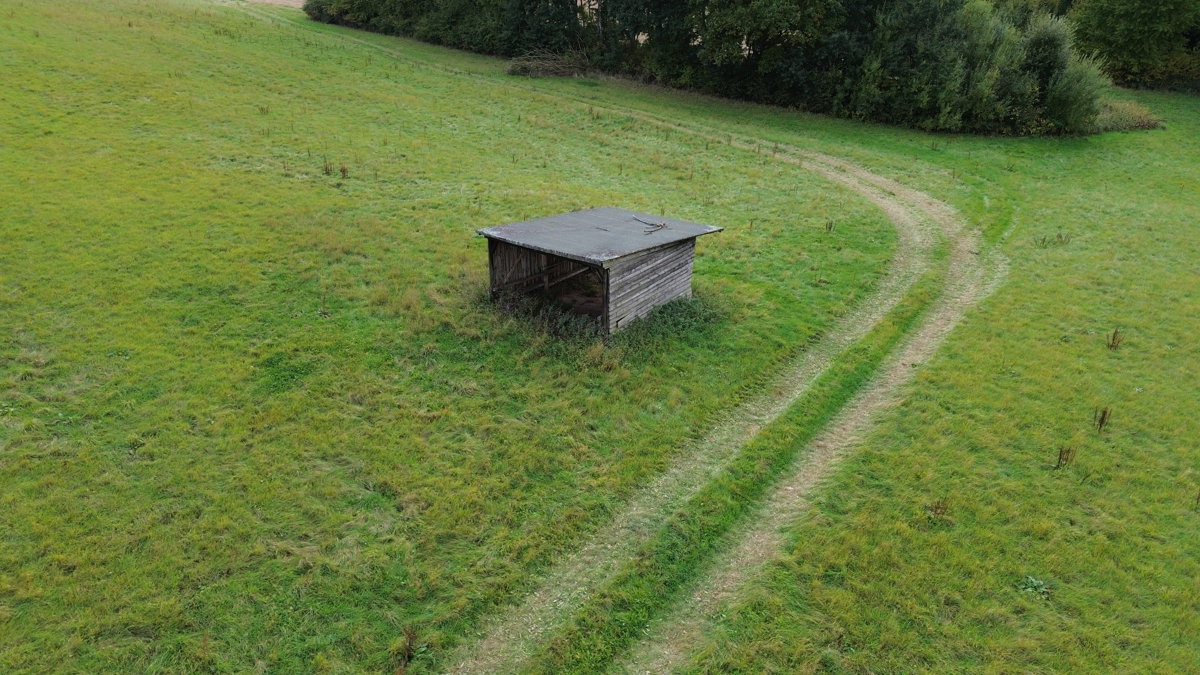 Drone 3d model of Schutzhütte Crumbach Sichten in e v Aerial drone 3d model in Lohfelden, He, DE
