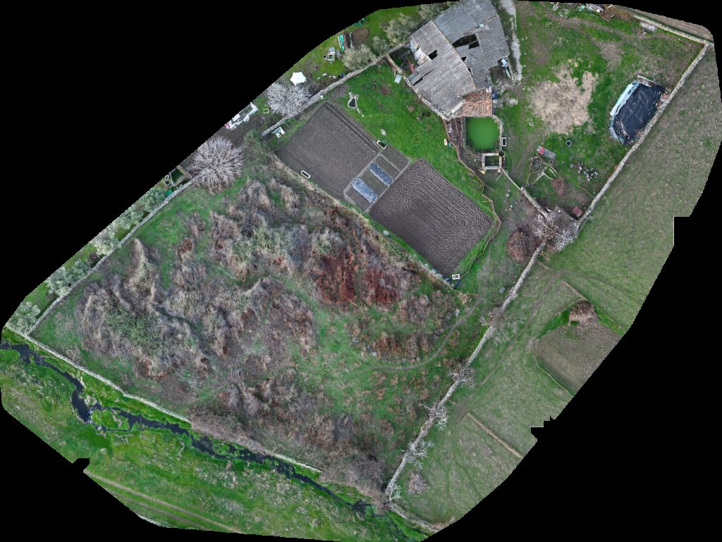 Drone map of Pozo del Churrero ALDEA SOSTENIBLE Park Aerial drone map in Aldeacentenera, Ex, ES