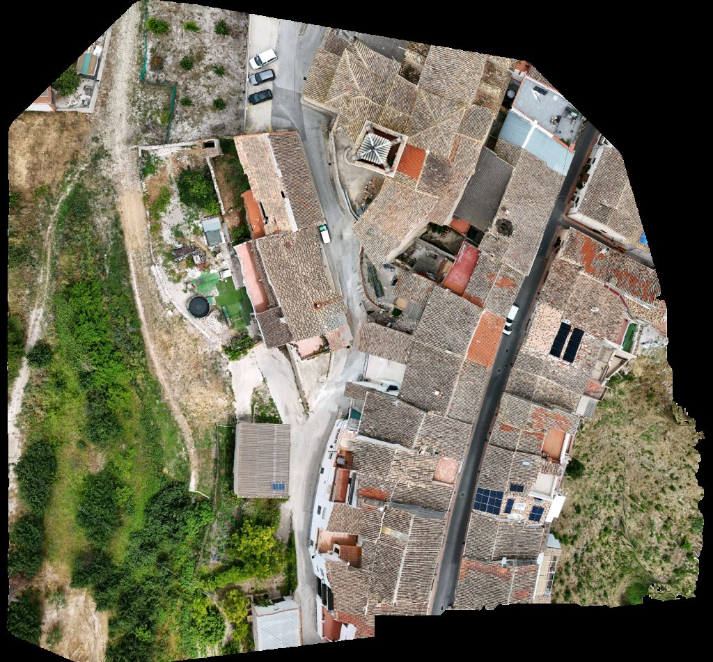 Drone map of Parroquia católica Nuestra Señora de La Asunción Llavador in de gorga Aerial drone map in Gorga, Vc, ES