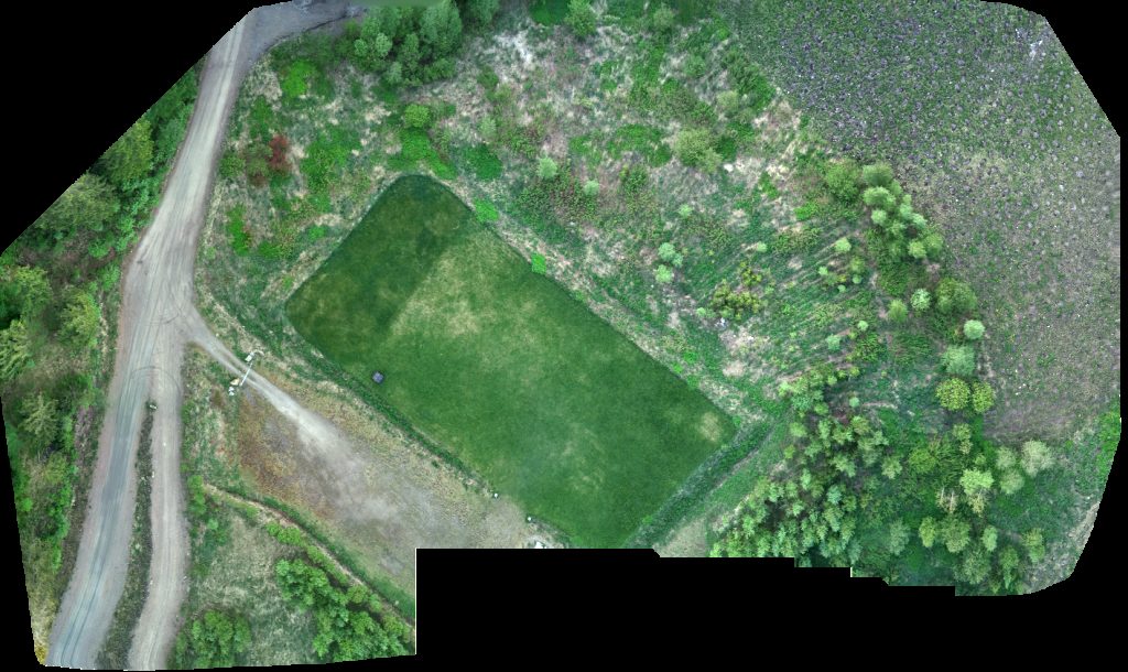Drone map of Ladun Majan Frisbeegolfrata Pienlemmikkien hautausmaa in ladun majan Aerial drone map in Jyväskylä, Central Finland, FI