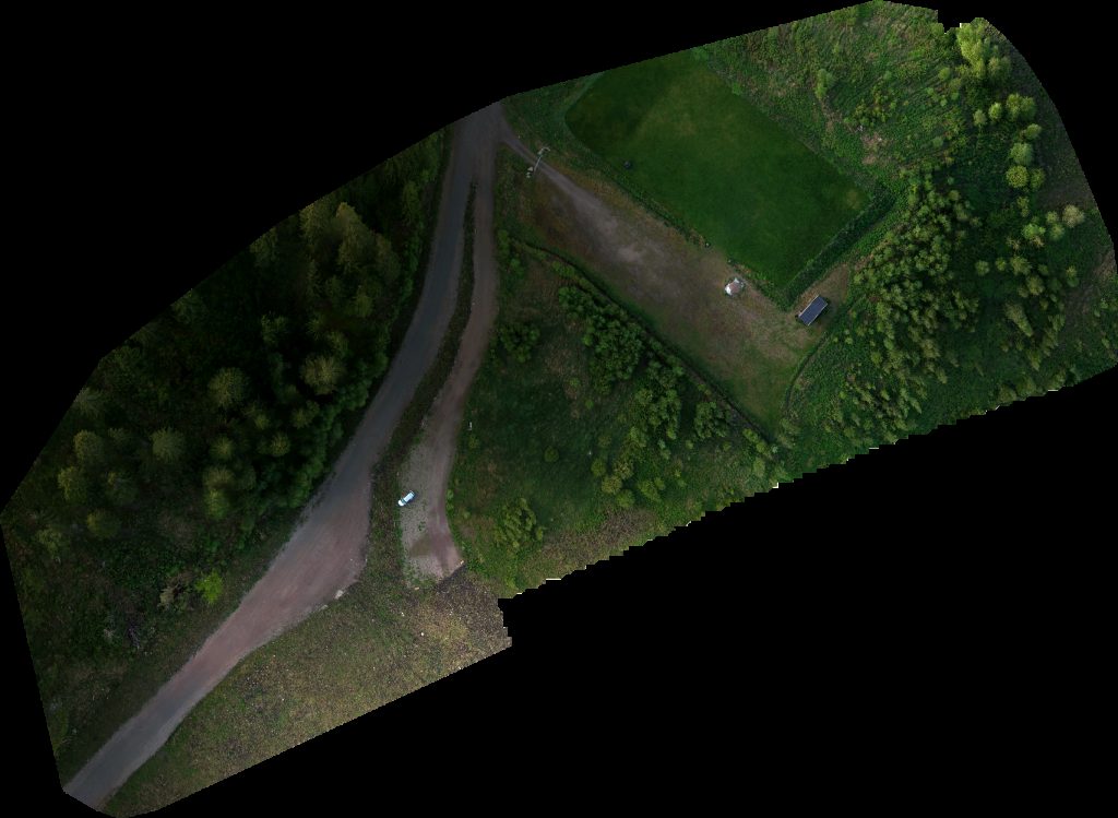 Drone map of Ladun Majan Frisbeegolfrata Pienlemmikkien hautausmaa in ladun majan Aerial drone map in Jyväskylä, Central Finland, FI