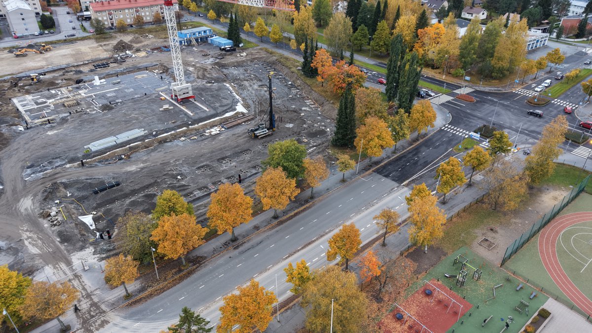 Drone 3d model of Sedu Kirkkokatu Ammattioppilaitos in seinäjoen kaupunki Aerial drone 3d model in Seinäjoki, Etela Pohjanmaa, FI
