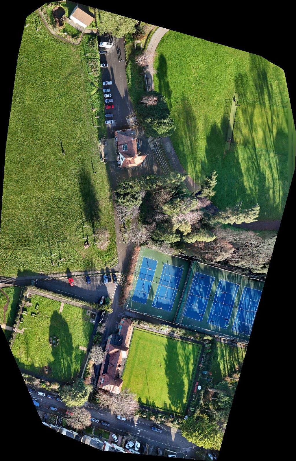 Drone map of Winton Recreation Ground playground Carnival Fairground in Winton Recreation Ground Aerial drone map in Bournemouth, Christchurch and Poole, England, GB