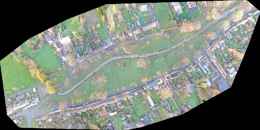 Drone map of Yorkshire Firewood Gleniffer House in water end Aerial drone map in Brompton, England, GB