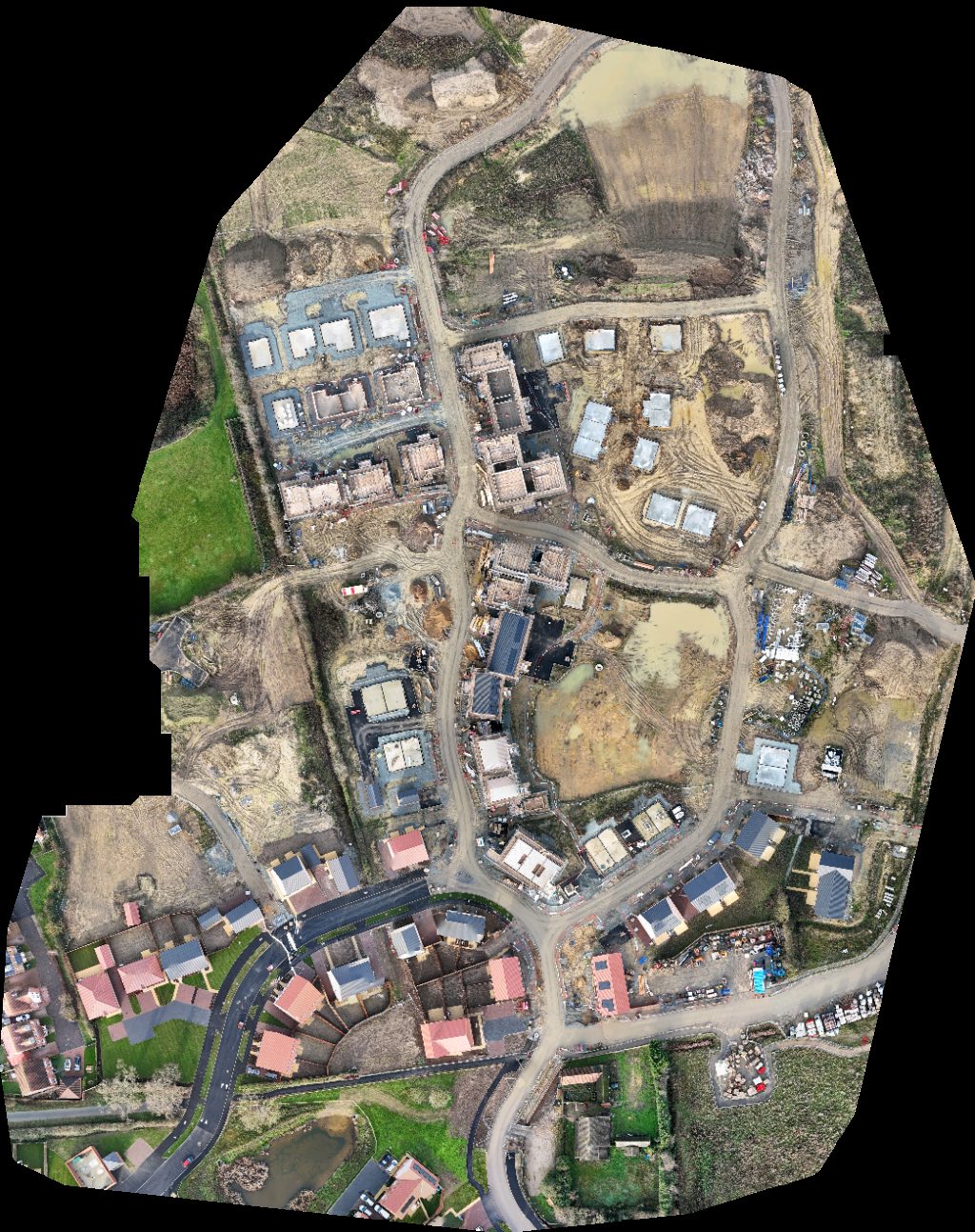 Drone map of The Gutter Clean Company Blyth Valley Landscaping Ltd in lidl charging station Aerial drone map in Norfolk, England, GB