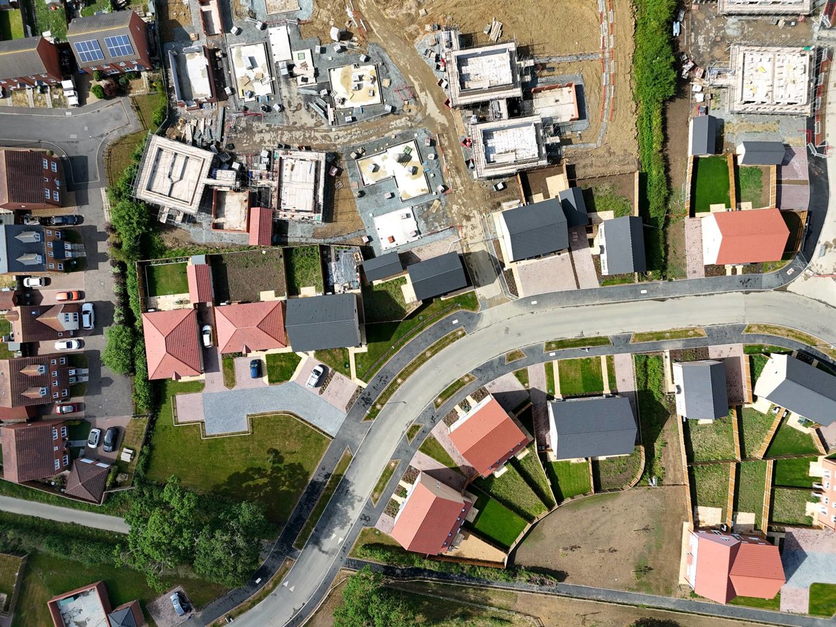 Drone 3d model of The Gutter Clean Company Lancaster Crescent in lidl charging station Aerial drone 3d model in Norfolk, England, GB