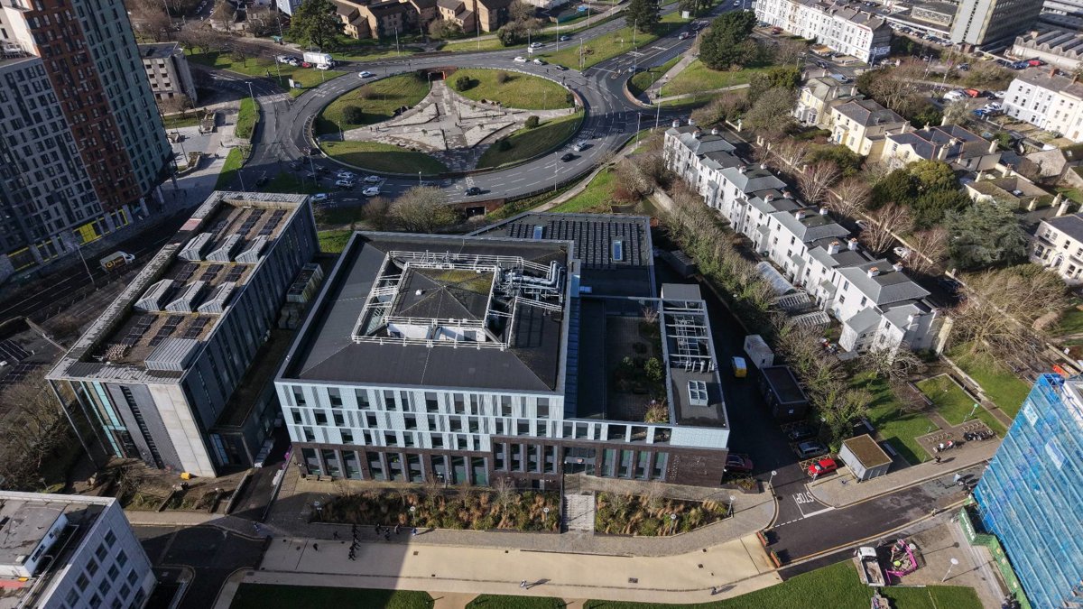 Drone 3d model of Rolle Building Physic Park in Rolle Aerial drone 3d model in Plymouth, England, GB