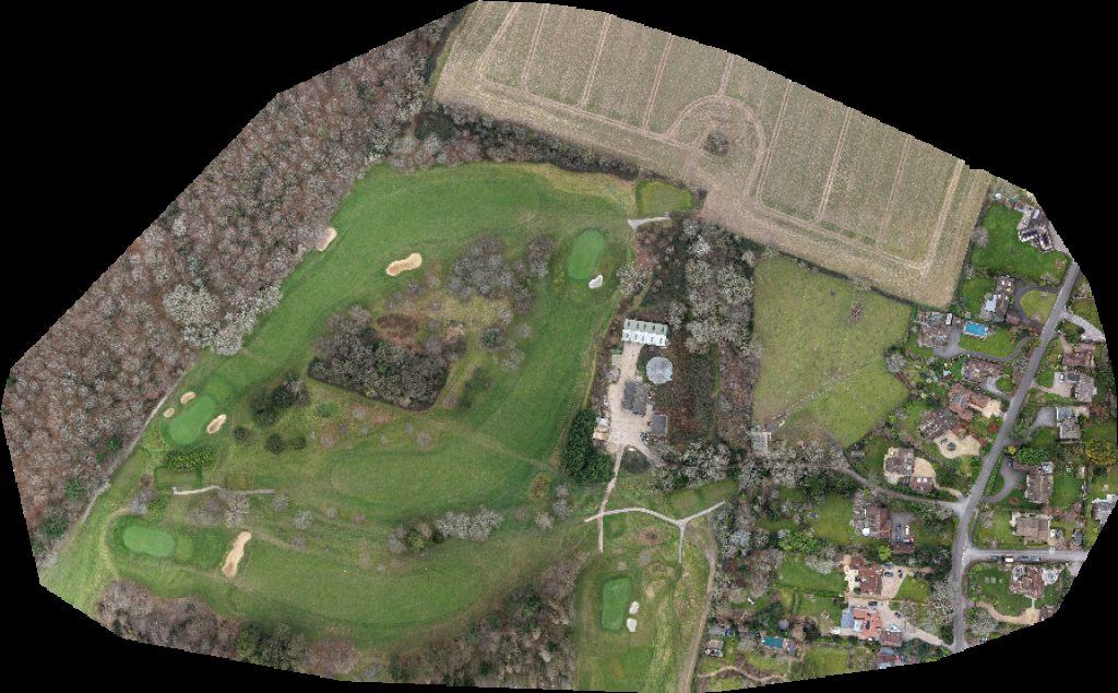 Drone map of PillowTalk Royal Mail Postbox Aerial drone map in Rowlands Castle, England, GB