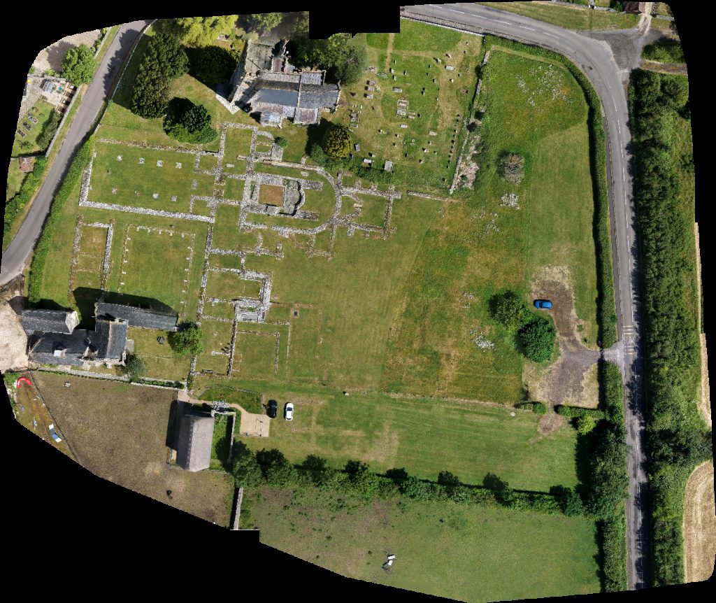 Drone map of The Abbey Sts Peter Paul s Church in muchelney abbey Aerial drone map in Somerset, England, GB