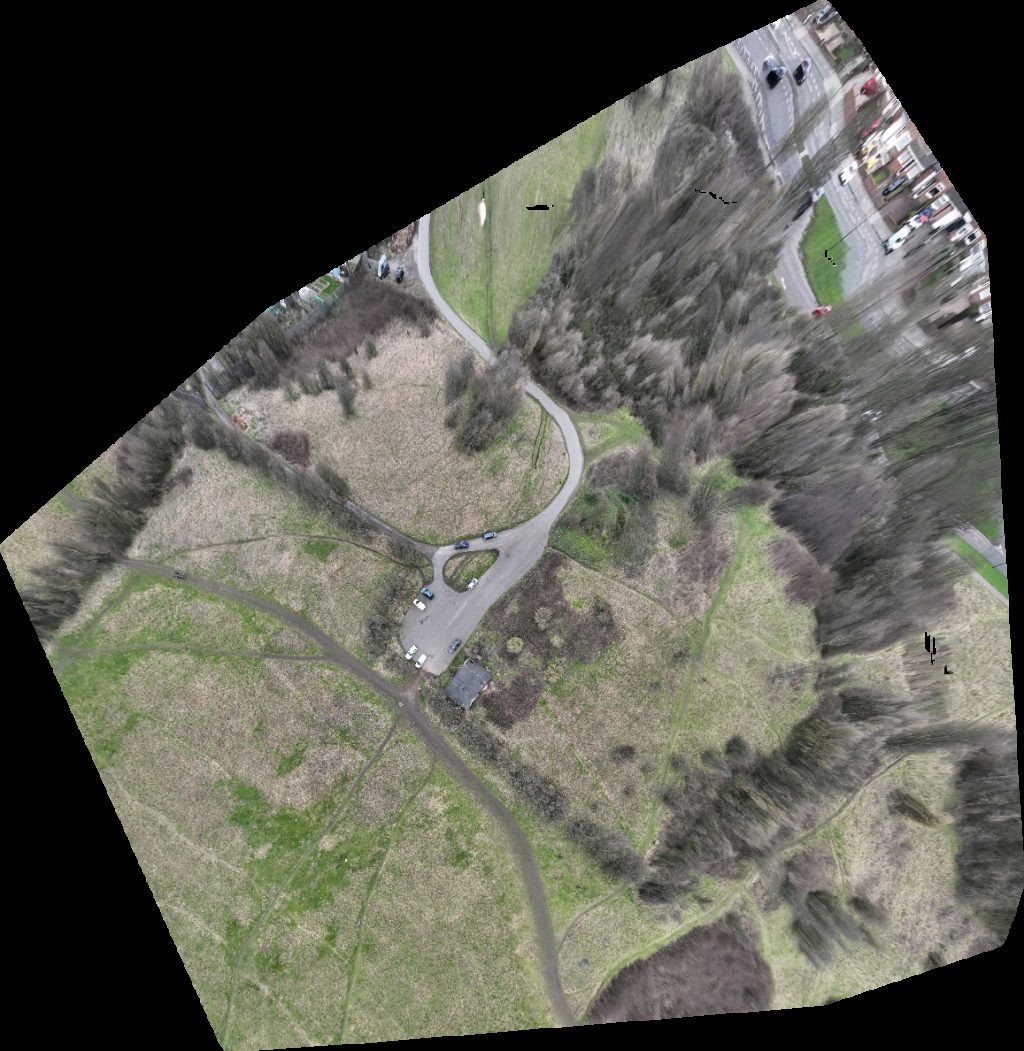 Drone map of Car park Tunstall Hills Nature Reserve Hill Allotments in leechmere road toll Aerial drone map in Tyne and Wear, England, GB