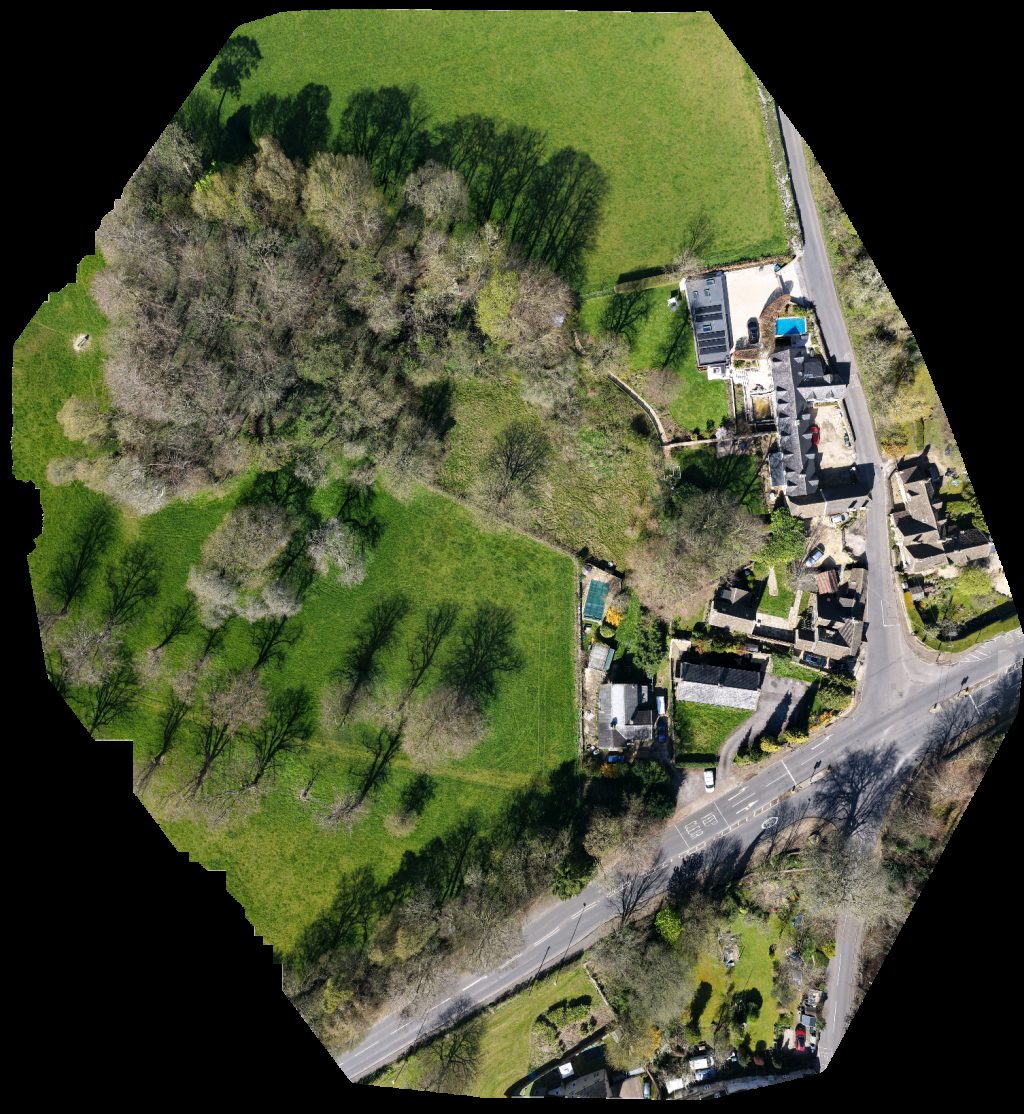 Drone map of Matthew Clay Architects Cross Keys in Spiders Barn Aerial drone map in Wiltshire, England, GB