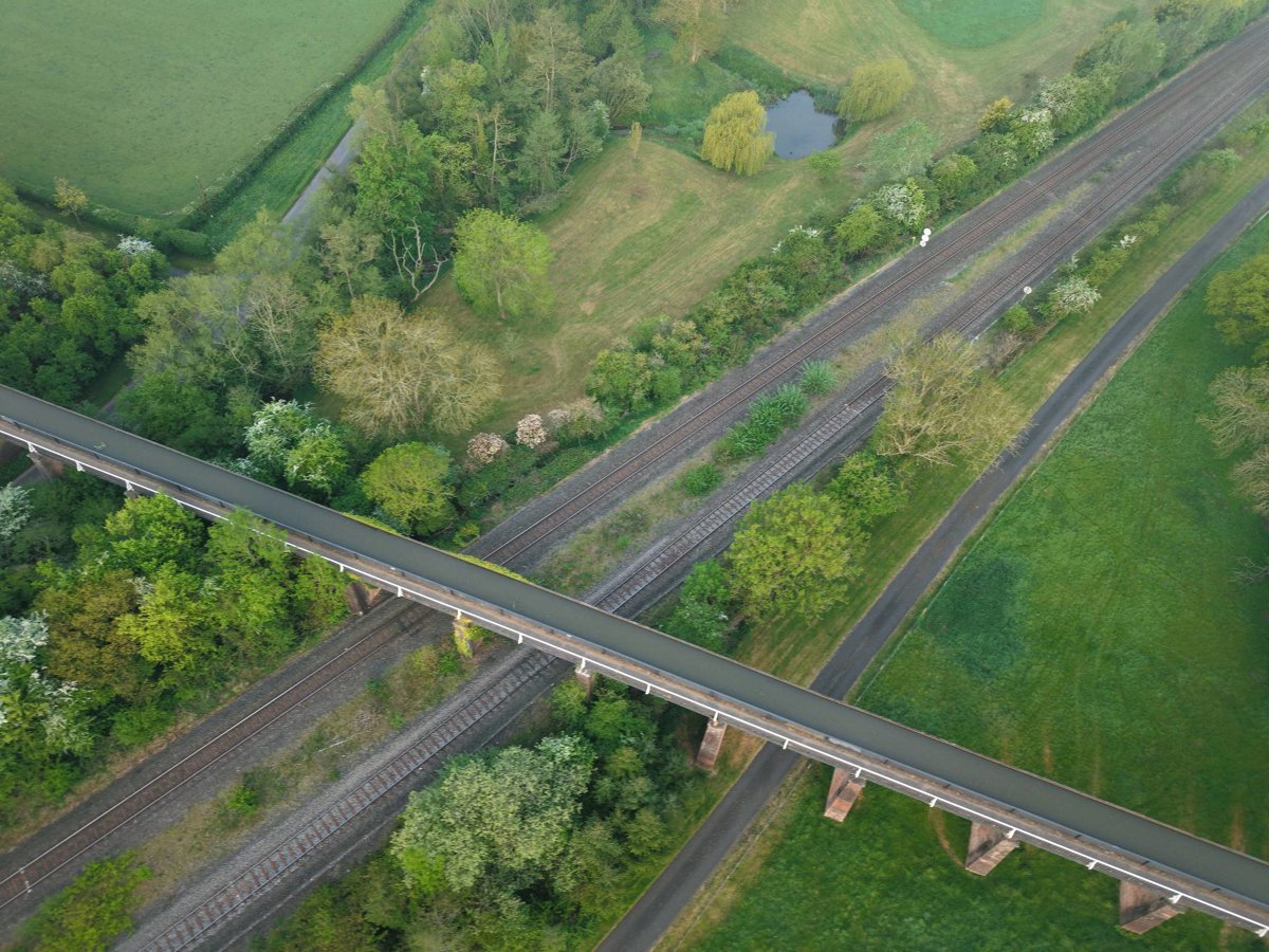 Drone 3d model of Edstone Aqueduct National Transport Trust Red Wheel in edstone aqueduct Aerial drone 3d model in Wootton Wawen, England, GB
