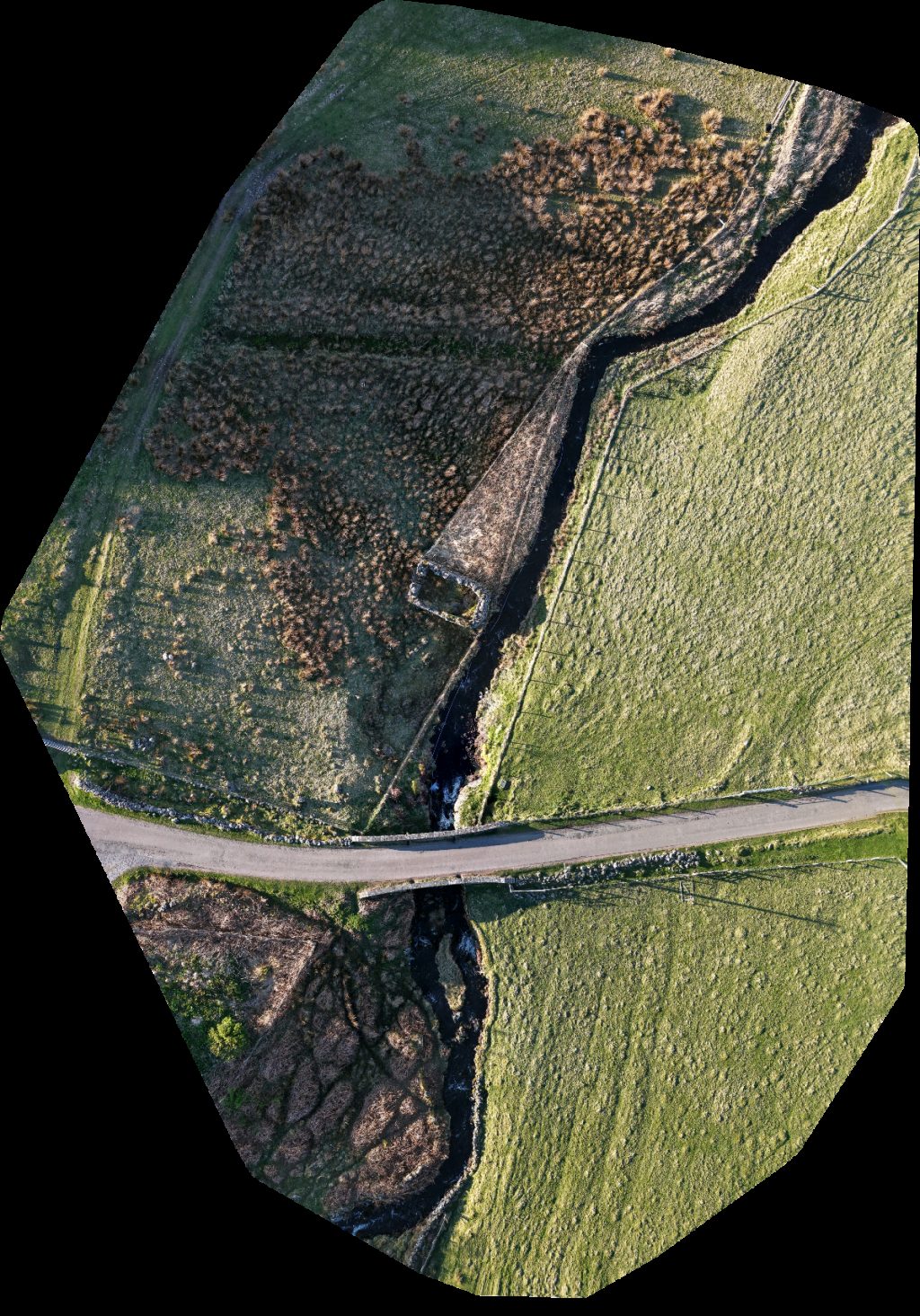 Drone map of Telephone Kiosk in sea view cabin Aerial drone map in Highland Council, Scotland, GB