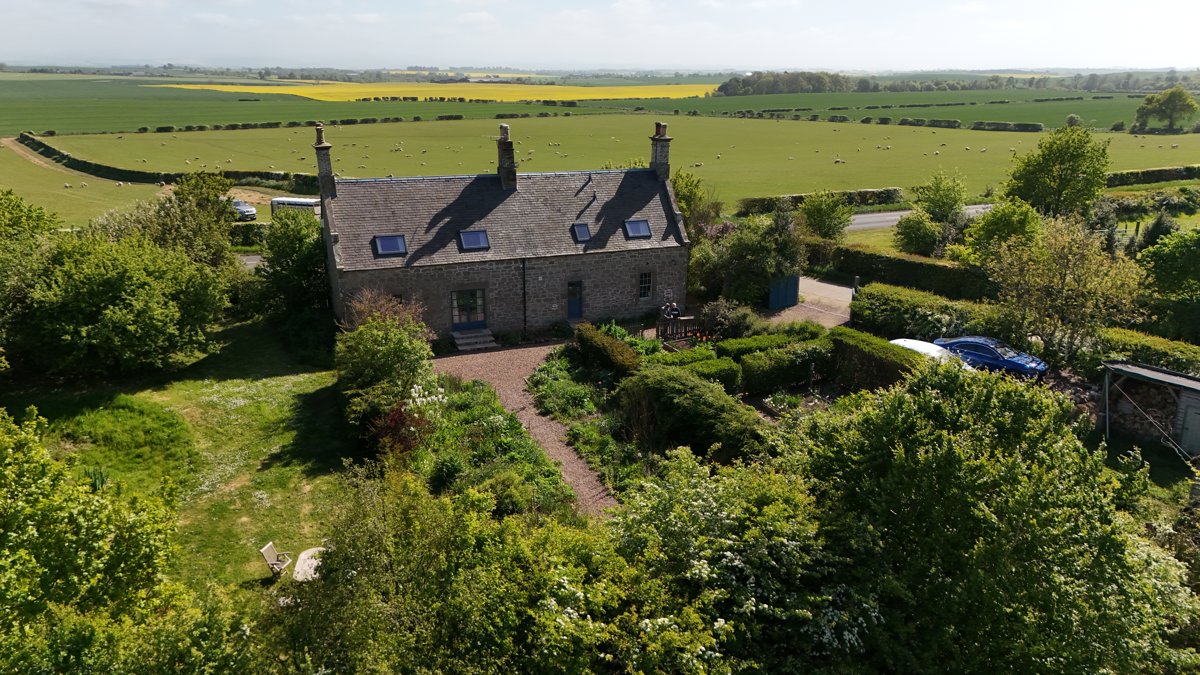 Drone 3d model of The Old Cottages Gaston Ivor Son in post office Aerial drone 3d model in Scottish Borders, Scotland, GB