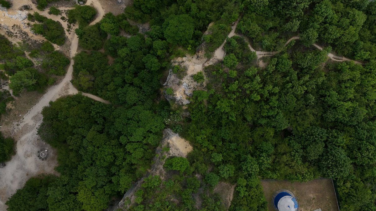 Drone 3d model of Siklóvasút alagút Churchill viewpoint in III. kerület Aerial drone 3d model in Budapest, Region, HU