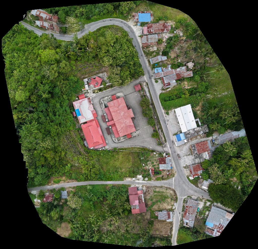 Drone map of Dinas Pekerjaan Umum Masjid PU in toko buku intan Aerial drone map in Kabupaten Poso, Sulawesi Tengah, ID