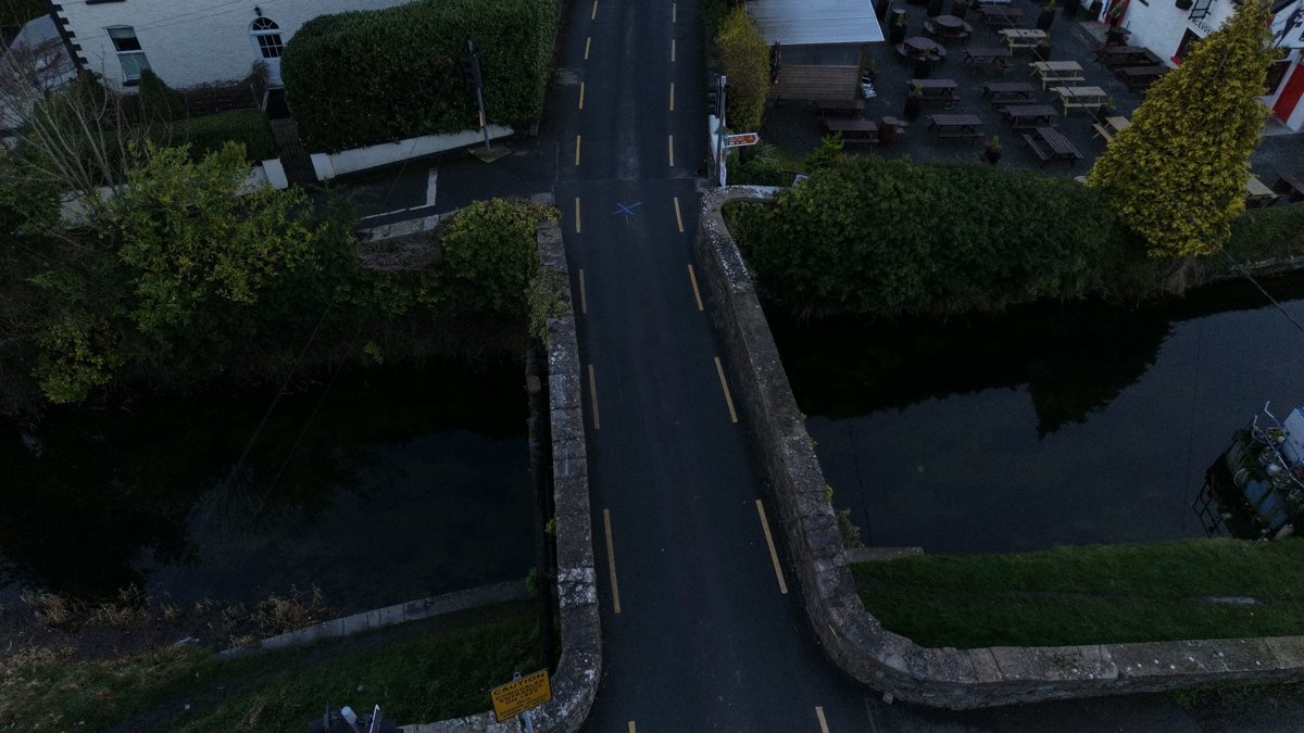 Drone 3d model of Hazelhatch Bridge McEvoys Pub in Commons Aerial drone 3d model in , County Dublin, IE