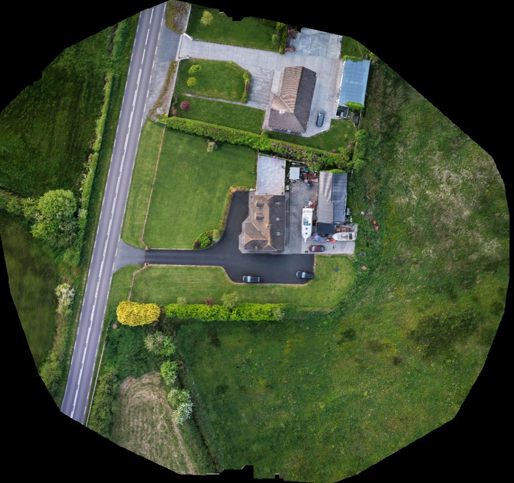 Drone map of Hogan Cars Alex Carey Yoga in Leitrim Middle Aerial drone map in Moyvane, Ky, IE
