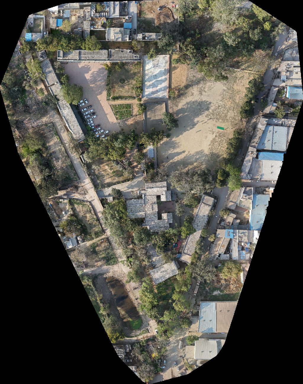 Drone map of D s Cricket ground Vishesh manda in veer tejaji mandir Aerial drone map in Balera, Rj, IN