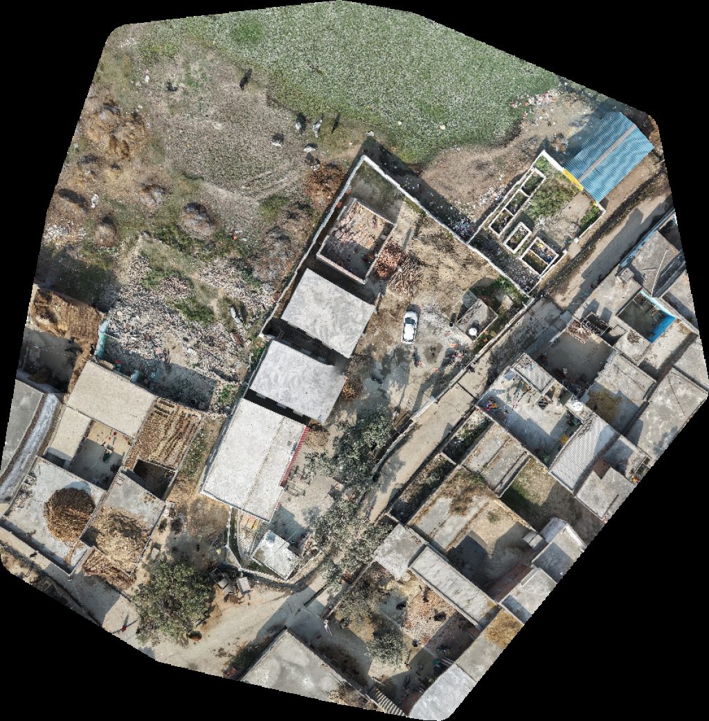 Drone map of Chamunda mata ka mandir Shri Hari baba Dari in yadav house Aerial drone map in Beora, Up, IN