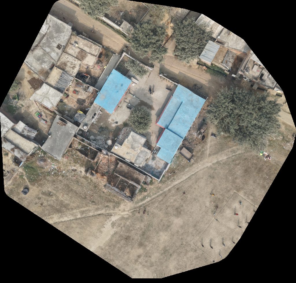Drone map of प्र इमर स्कूल छ बड़ सरक र जम न in क र न Aerial drone map in Chabra, Up, IN