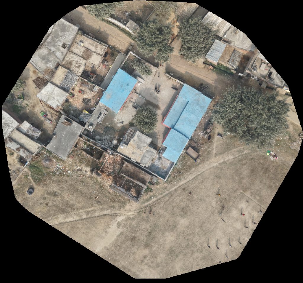 Drone map of प्र इमर स्कूल छ बड़ सरक र जम न in क र न Aerial drone map in Chabra, Up, IN