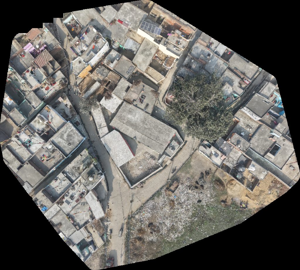 Drone map of Akanksha दक्ष ण पंच मुख ब ल ज ध म in Jarai Aerial drone map in Chandausi, Up, IN