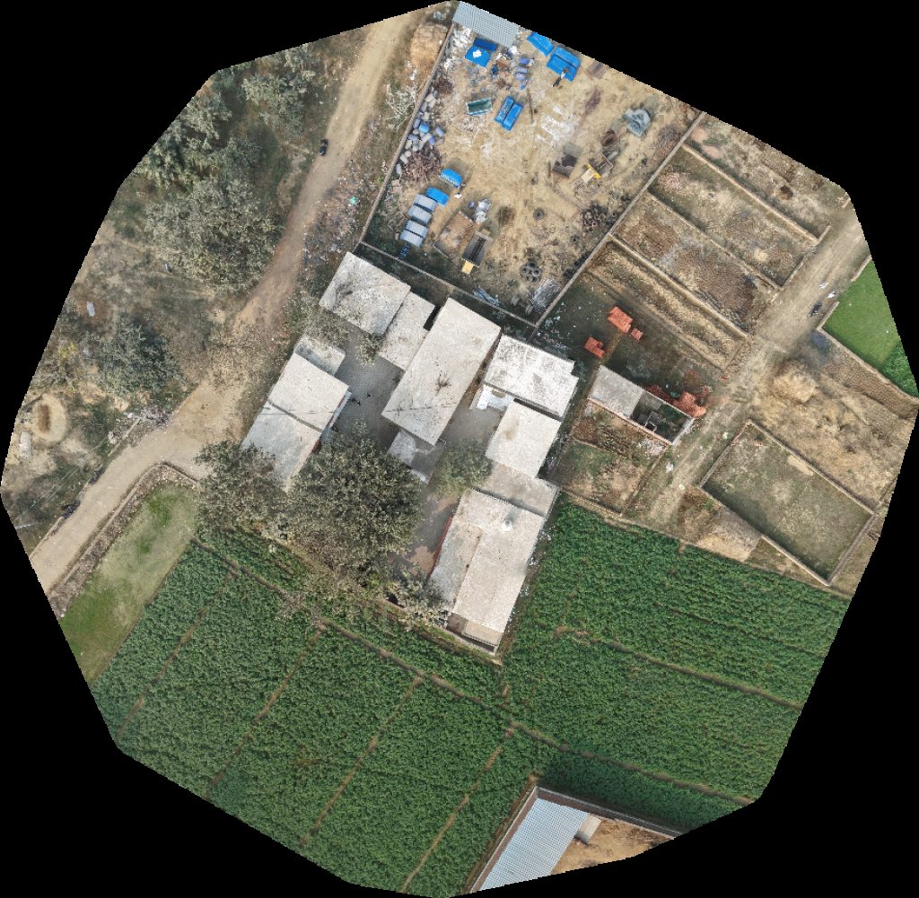Drone map of Hussain Telicom Primary School Aerial drone map in Har Singhpur, Up, IN