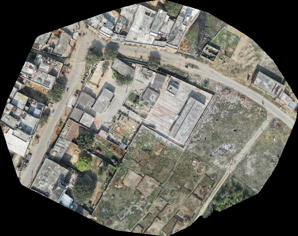 Drone map of Aarushi Electronics Rajveer sweet in Primary School Aerial drone map in Hazratnagar Garhi, Up, IN